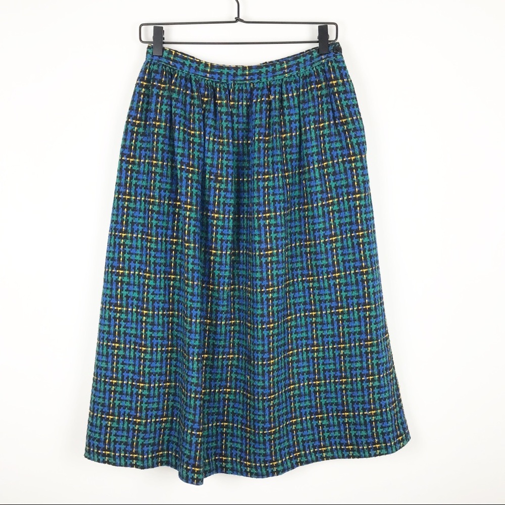 VINTAGE Plaid Midi Skirt